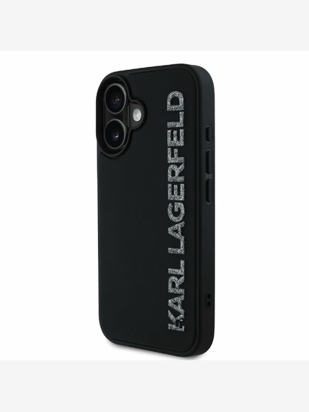 Karl Lagerfeld Karl Lagerfeld 3D Rubber Glitter Logo Back Cover за iPhone 16 Black