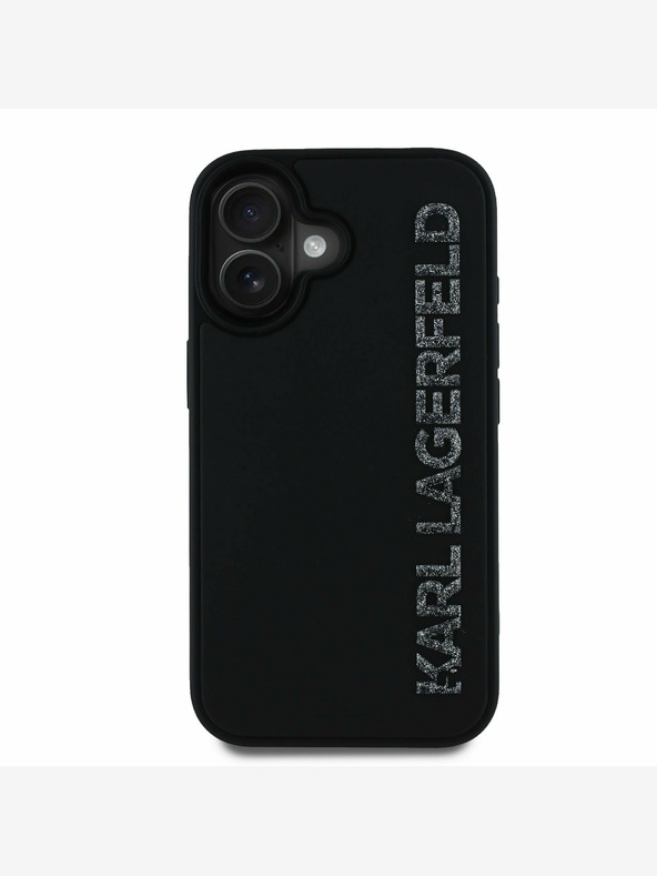 Karl Lagerfeld Karl Lagerfeld 3D Rubber Glitter Logo Back Cover за iPhone 16 Black