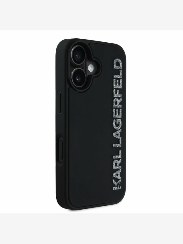 Karl Lagerfeld Karl Lagerfeld 3D Rubber Glitter Logo Back Cover за iPhone 16 Black
