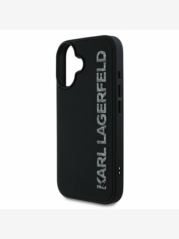 Karl Lagerfeld Karl Lagerfeld 3D Rubber Glitter Logo Back Cover за iPhone 16 Black
