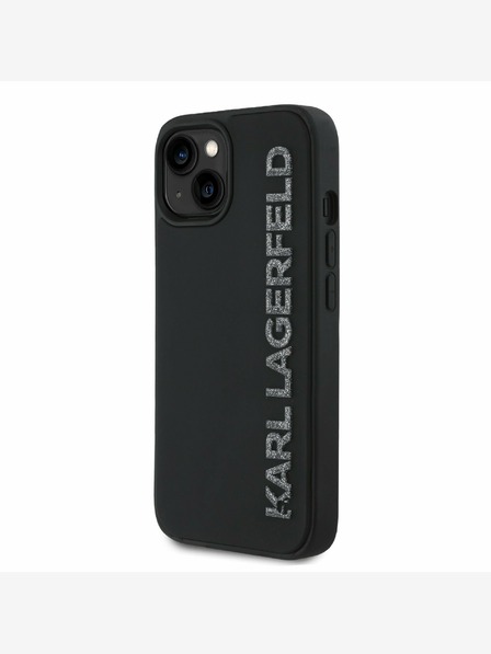 Karl Lagerfeld Karl Lagerfeld 3D Rubber Glitter Logo Back Cover за iPhone 15 Black