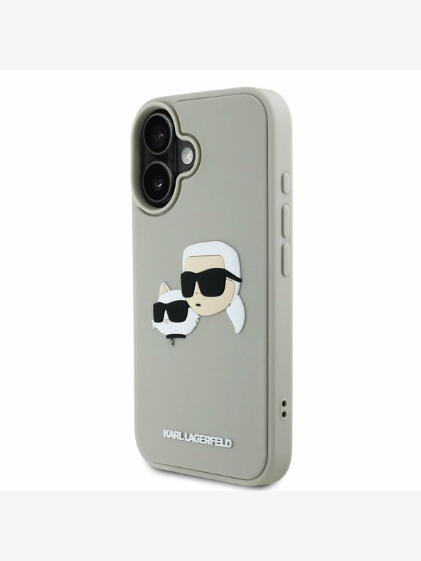 Karl Lagerfeld Karl Lagerfeld 3D гумен заден капак с двойни глави за iPhone 16 Beige