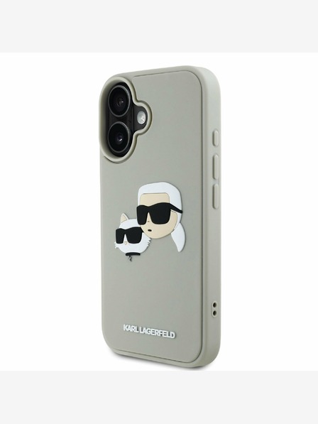 Karl Lagerfeld Karl Lagerfeld 3D гумен заден капак с двойни глави за iPhone 16 Beige