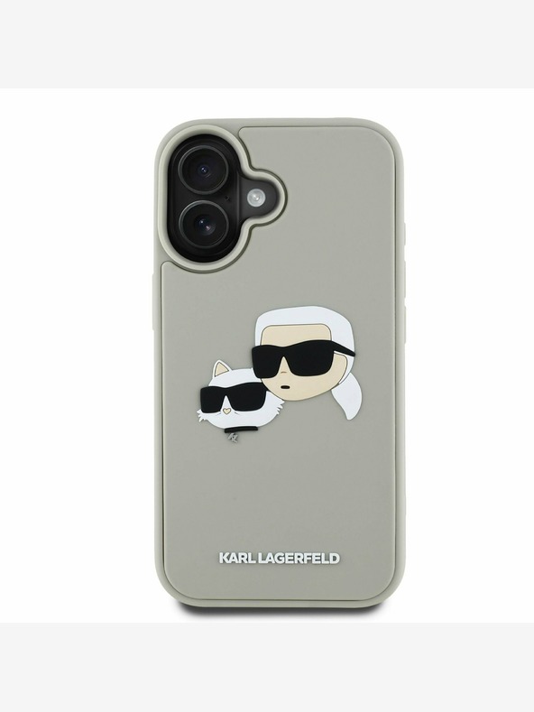 Karl Lagerfeld Karl Lagerfeld 3D гумен заден капак с двойни глави за iPhone 16 Beige