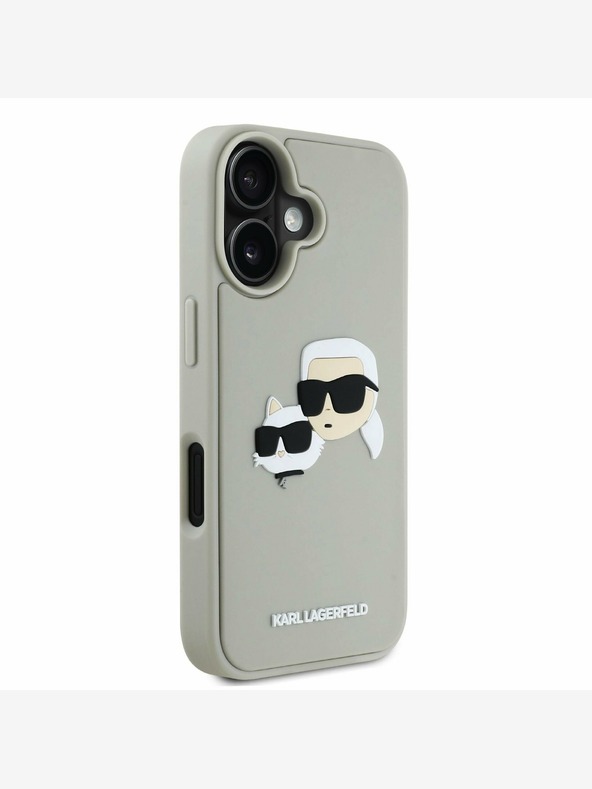 Karl Lagerfeld Karl Lagerfeld 3D гумен заден капак с двойни глави за iPhone 16 Beige