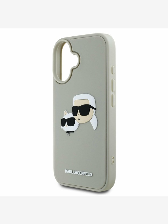 Karl Lagerfeld Karl Lagerfeld 3D гумен заден капак с двойни глави за iPhone 16 Beige