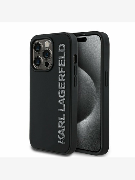 Karl Lagerfeld Karl Lagerfeld 3D Rubber Glitter Logo Back Cover за iPhone 14 Pro Black