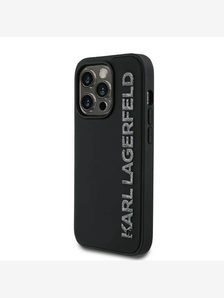 Karl Lagerfeld Karl Lagerfeld 3D Rubber Glitter Logo Back Cover за iPhone 14 Pro Black