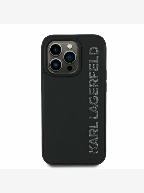 Karl Lagerfeld Karl Lagerfeld 3D Rubber Glitter Logo Back Cover за iPhone 14 Pro Black