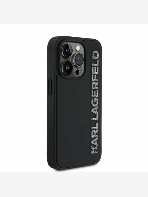 Karl Lagerfeld Karl Lagerfeld 3D Rubber Glitter Logo Back Cover за iPhone 14 Pro Black