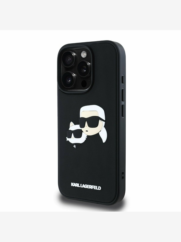 Karl Lagerfeld Karl Lagerfeld 3D Rubber Double Heads Back Cover за iPhone 16 Pro Black