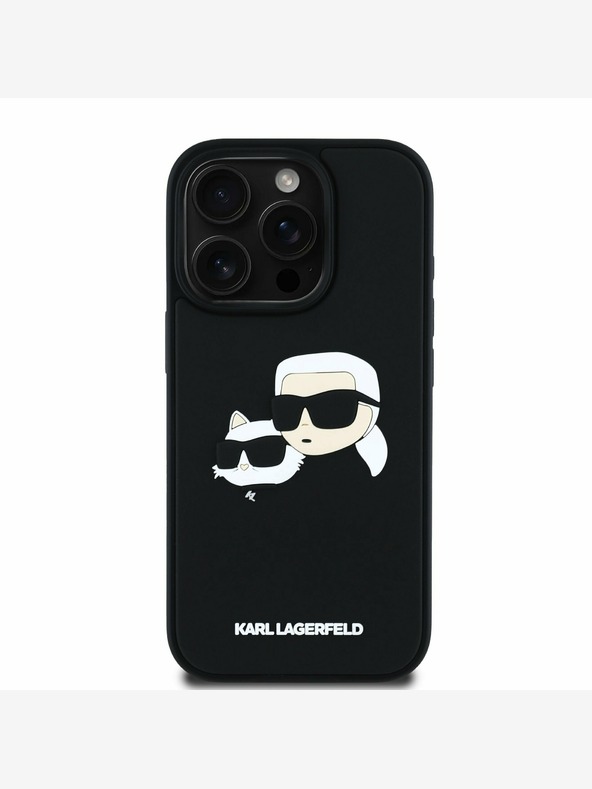 Karl Lagerfeld Karl Lagerfeld 3D Rubber Double Heads Back Cover за iPhone 16 Pro Black