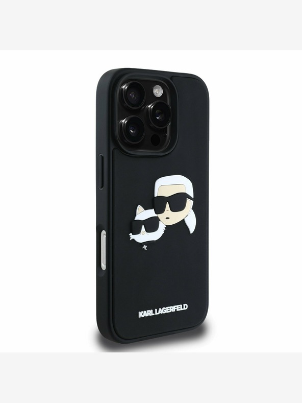 Karl Lagerfeld Karl Lagerfeld 3D Rubber Double Heads Back Cover за iPhone 16 Pro Black