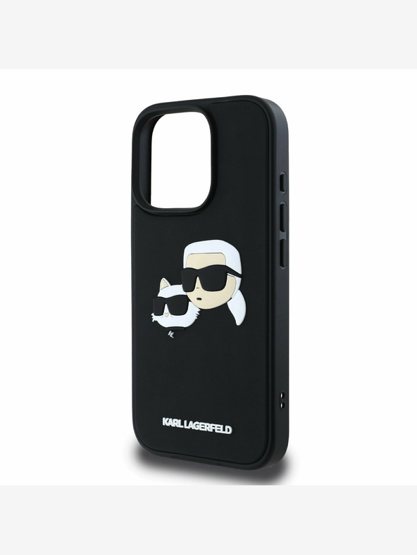 Karl Lagerfeld Karl Lagerfeld 3D Rubber Double Heads Back Cover за iPhone 16 Pro Black