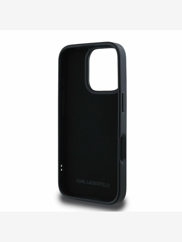Karl Lagerfeld Karl Lagerfeld 3D Rubber Double Heads Back Cover за iPhone 16 Pro Black