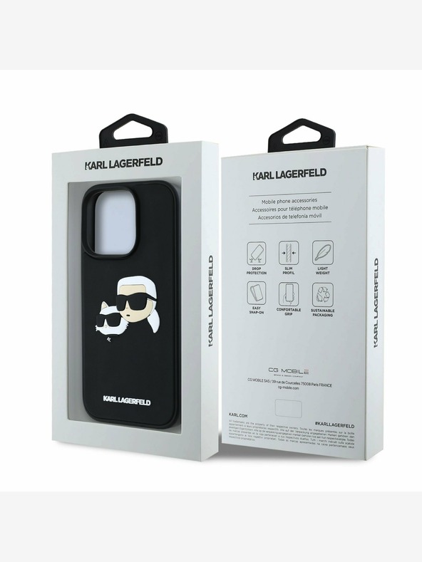 Karl Lagerfeld Karl Lagerfeld 3D Rubber Double Heads Back Cover за iPhone 16 Pro Black