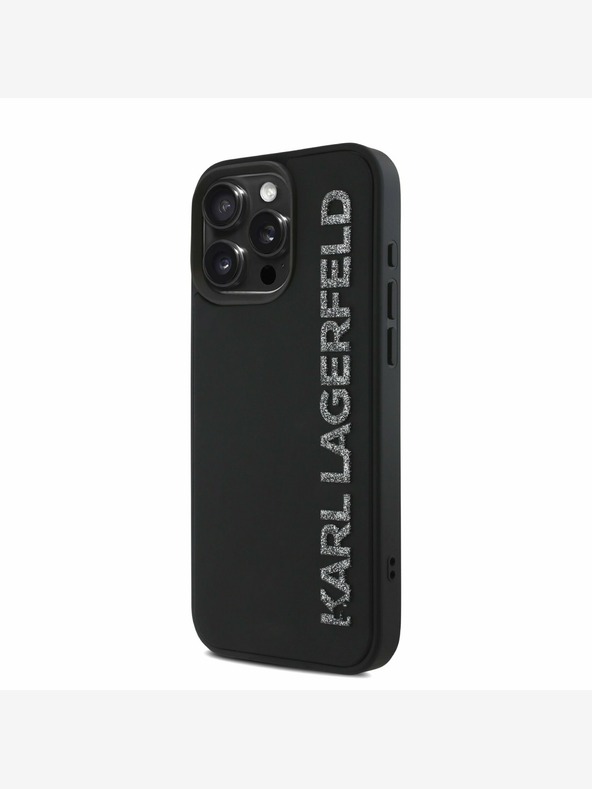 Karl Lagerfeld Karl Lagerfeld 3D Rubber Glitter Logo Back Cover за iPhone 15 Pro Black