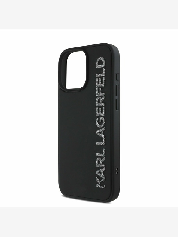 Karl Lagerfeld Karl Lagerfeld 3D Rubber Glitter Logo Back Cover за iPhone 15 Pro Black