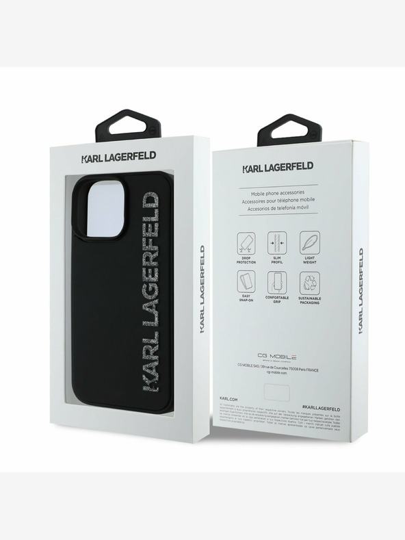 Karl Lagerfeld Karl Lagerfeld 3D Rubber Glitter Logo Back Cover за iPhone 15 Pro Black