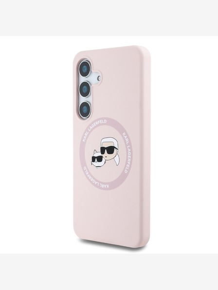 Karl Lagerfeld Karl Lagerfeld Течен силикон K&CH Heads MagSafe заден капак за Samsung Galaxy S25+ Розов