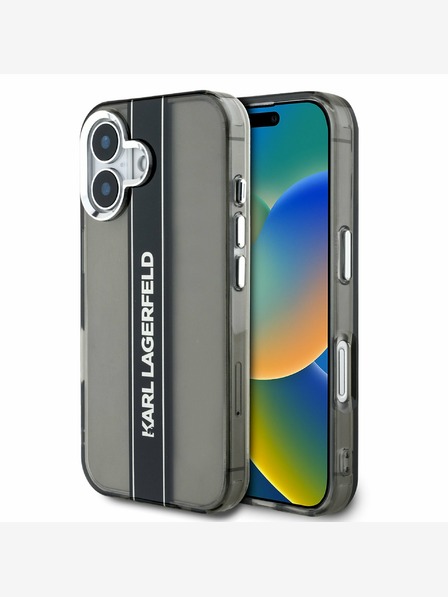 Karl Lagerfeld Karl Lagerfeld IML Stripe Logo заден капак за iPhone 16 Black