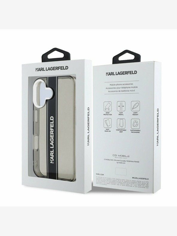 Karl Lagerfeld Karl Lagerfeld IML Stripe Logo заден капак за iPhone 16 Black