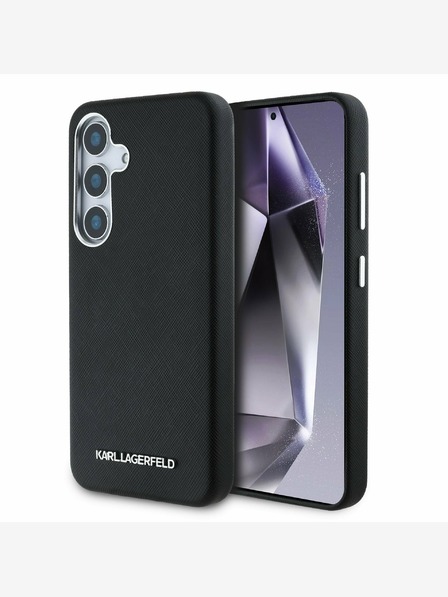 Karl Lagerfeld Karl Lagerfeld PU Saffiano Метално лого и рамка заден капак за Samsung Galaxy S25 Black