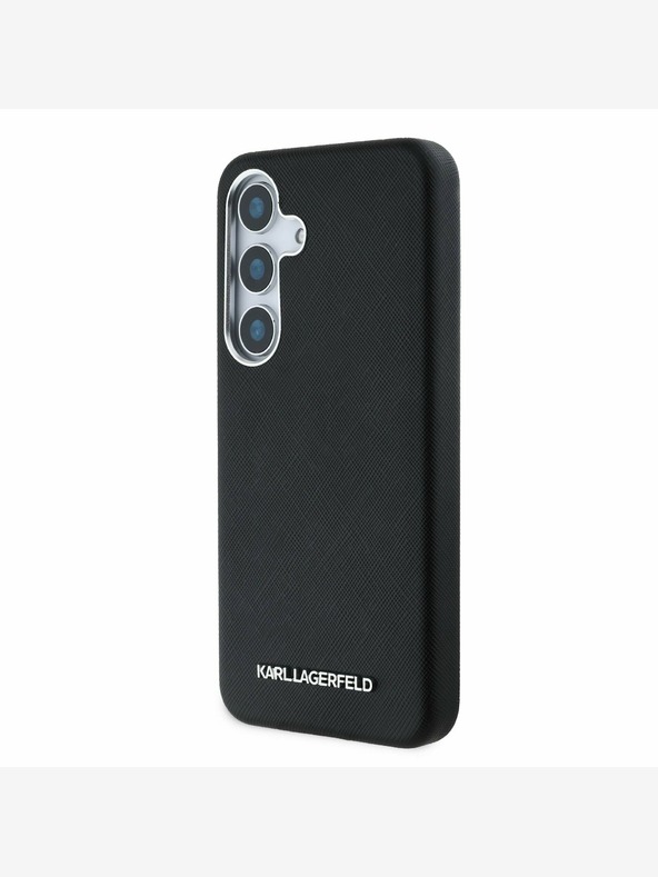 Karl Lagerfeld Karl Lagerfeld PU Saffiano Метално лого и рамка заден капак за Samsung Galaxy S25 Black