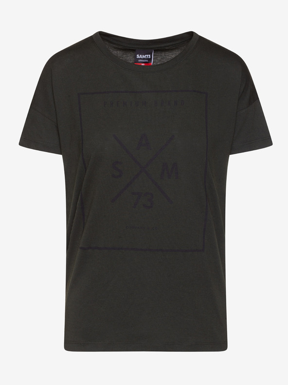 Sam 73 Тъмнозелена дамска тениска с щампа SAM 73