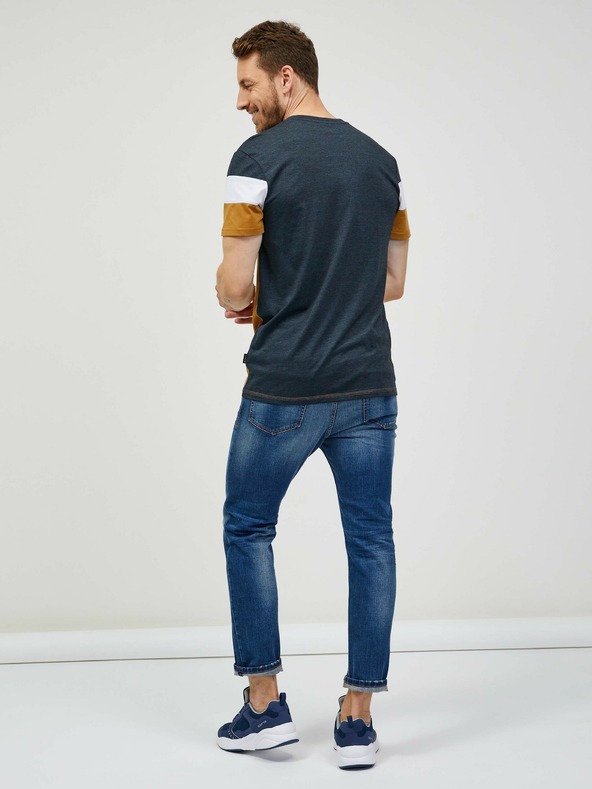 Sam 73 Сиво-кафява мъжка тениска SAM 73 Kavix