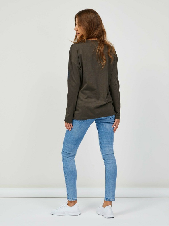 Sam 73 Дамска тениска с дълъг ръкав в цвят каки SAM 73 Ariasa