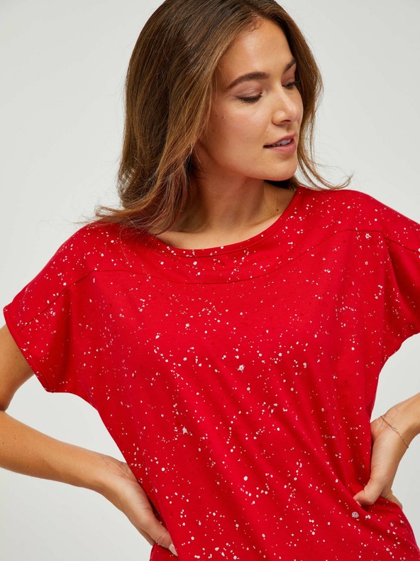 Sam 73 Червена дамска шарена тениска SAM 73 Heqa