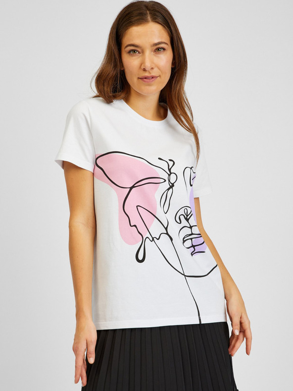 Sam 73 Бяла дамска тениска с щампа SAM73 Musca