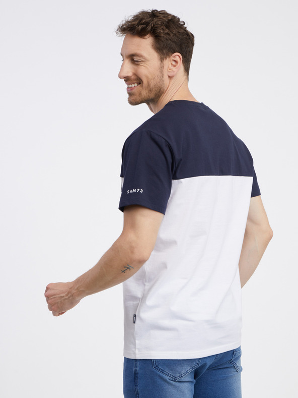 Sam 73 Синя и бяла мъжка тениска SAM 73 Sirius