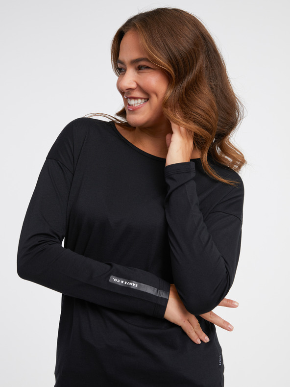 Sam 73 Черна дамска тениска с дълъг ръкав SAM 73 Patty