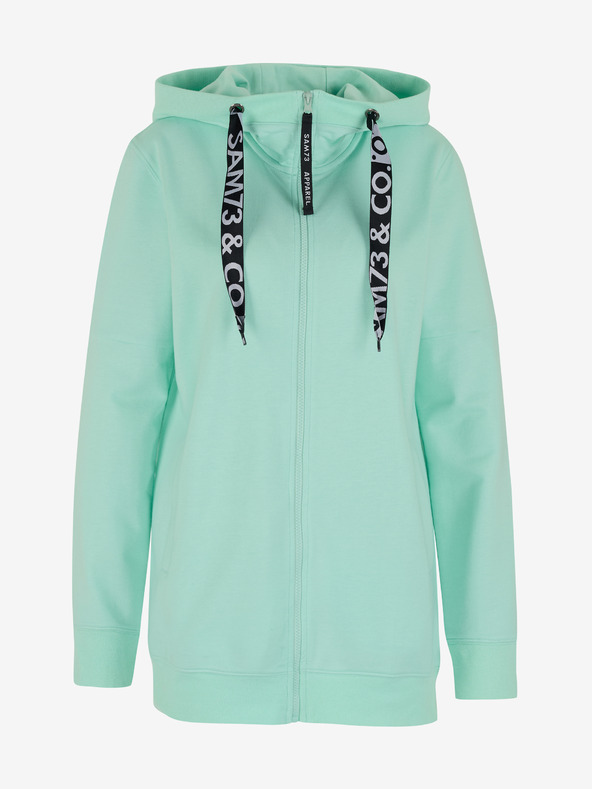 Sam 73 Тюркоазен дамски суитчър с качулка и цип SAM 73 Lisa