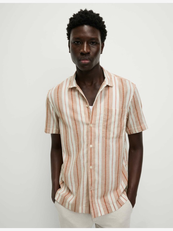 Marks & Spencer Риза на райета от чист памук, лесна за гладене Marks & Spencer оранжева