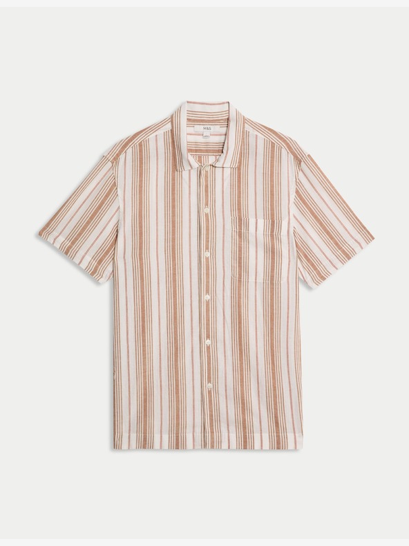 Marks & Spencer Риза на райета от чист памук, лесна за гладене Marks & Spencer оранжева