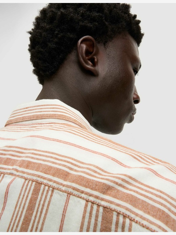 Marks & Spencer Риза на райета от чист памук, лесна за гладене Marks & Spencer оранжева