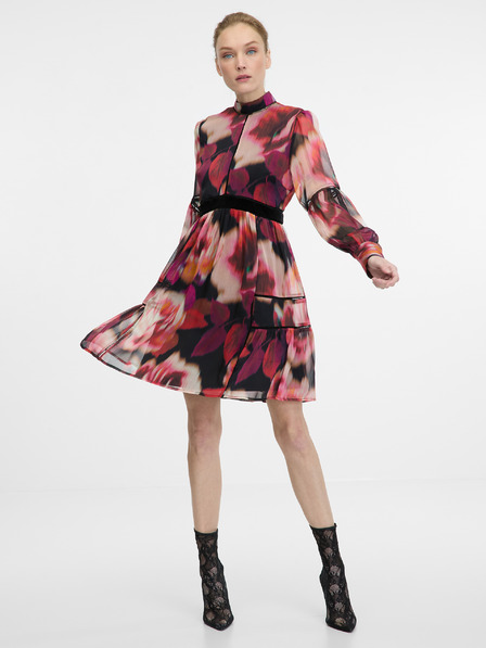 Orsay Червена дамска с мотиви рокля до коляното ORSAY