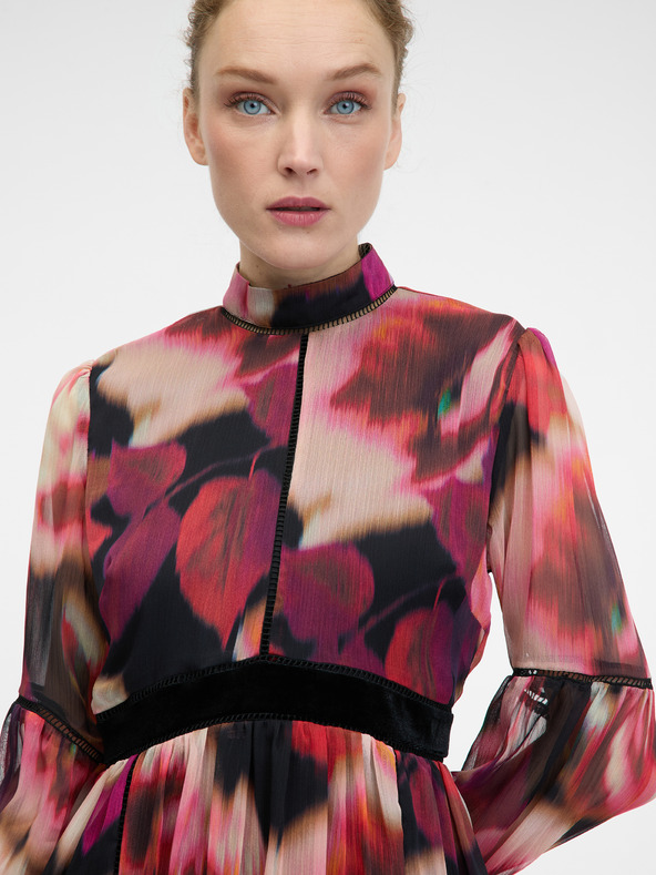 Orsay Червена дамска с мотиви рокля до коляното ORSAY