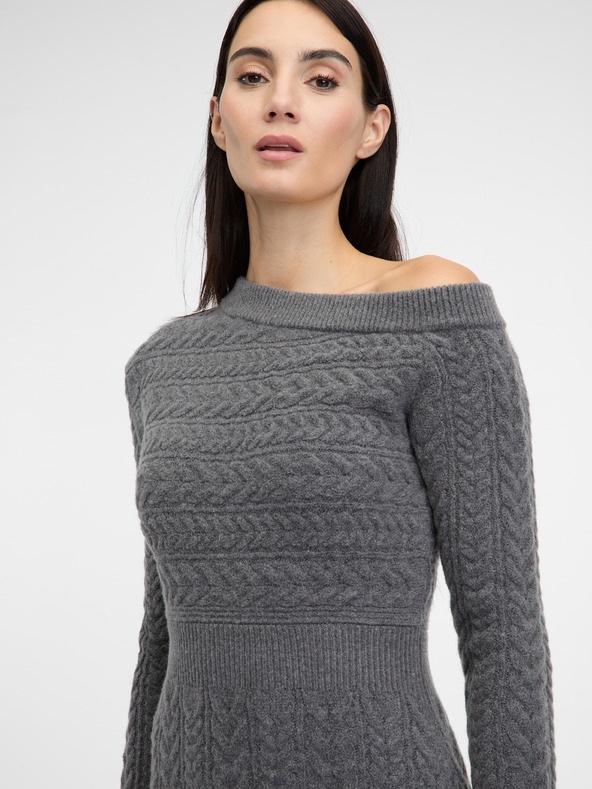 Orsay ORSAY Сива дамска миди рокля с ръкави