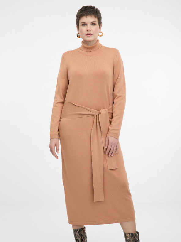 Orsay Светлокафява дамска миди рокля ORSAY