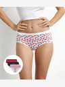DIM DIM LES POCKETS COTTON BOXER 3x - Дамски памучни бикини 3 бр - черни - бели - червени
