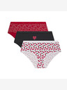 DIM DIM LES POCKETS COTTON BOXER 3x - Дамски памучни бикини 3 бр - черни - бели - червени