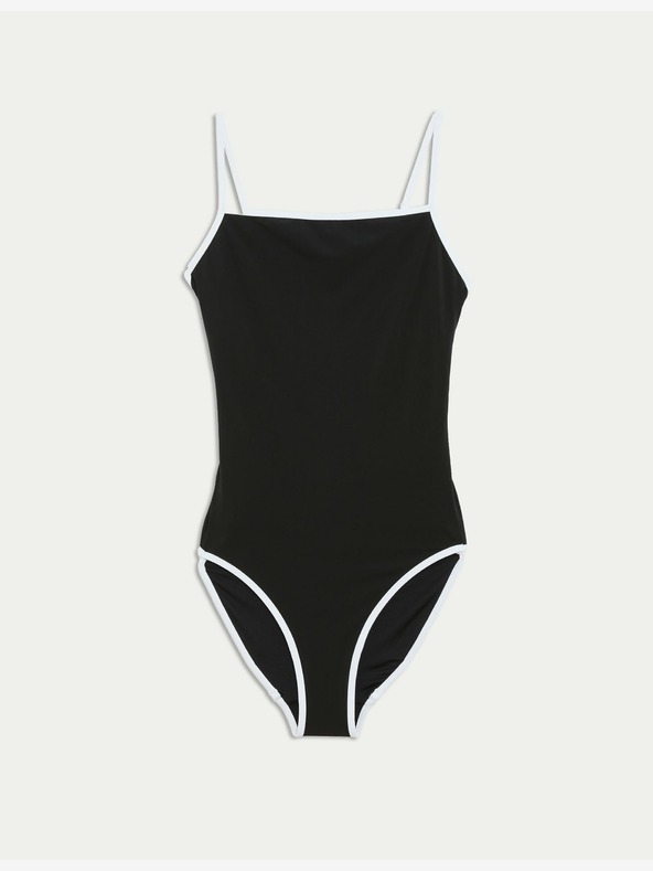 Marks & Spencer Бански костюм с контрастна украса и квадратно деколте Marks & Spencer черен