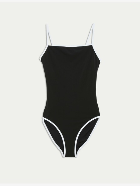 Marks & Spencer Бански костюм с контрастна украса и квадратно деколте Marks & Spencer черен