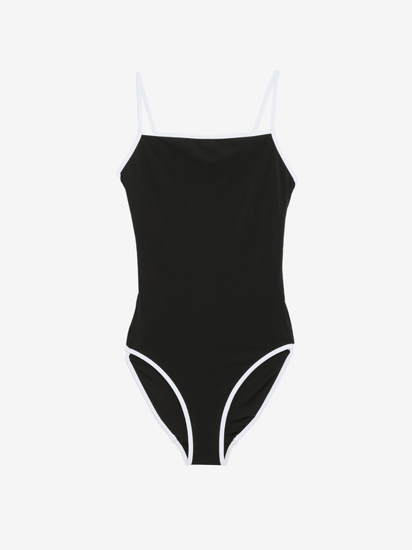 Marks & Spencer Бански костюм с контрастна украса и квадратно деколте Marks & Spencer черен