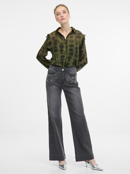 Orsay Зелена блуза с яка ORSAY