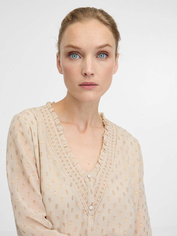 Orsay Бежова дамска блуза с дълъг ръкав ORSAY